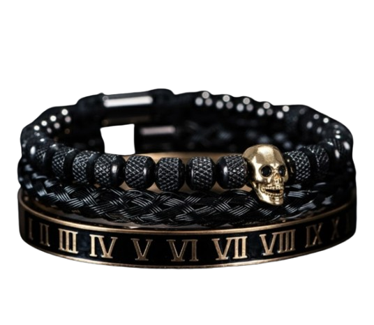 Bracelete caveira banhado a rodio negro